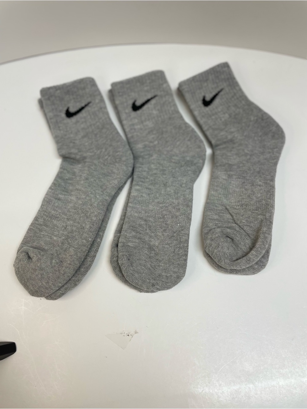 Nike Grey Crew Socks with Black Swoosh – 3-Pack